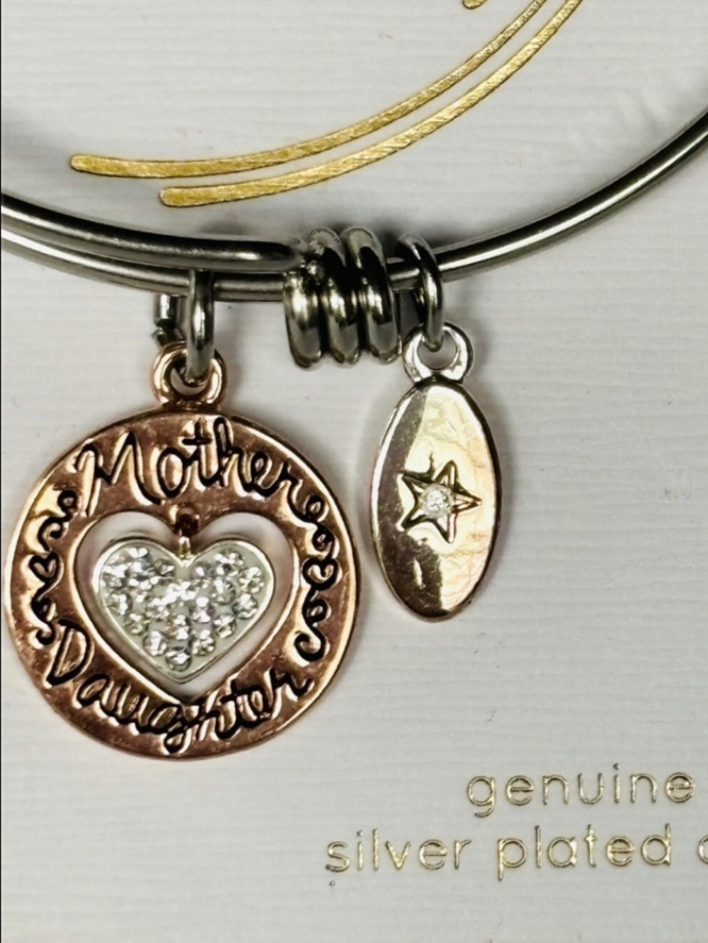 Mother Daughter Friends Forever Stainless Steel Heart Bangle - Picture 2 of 9